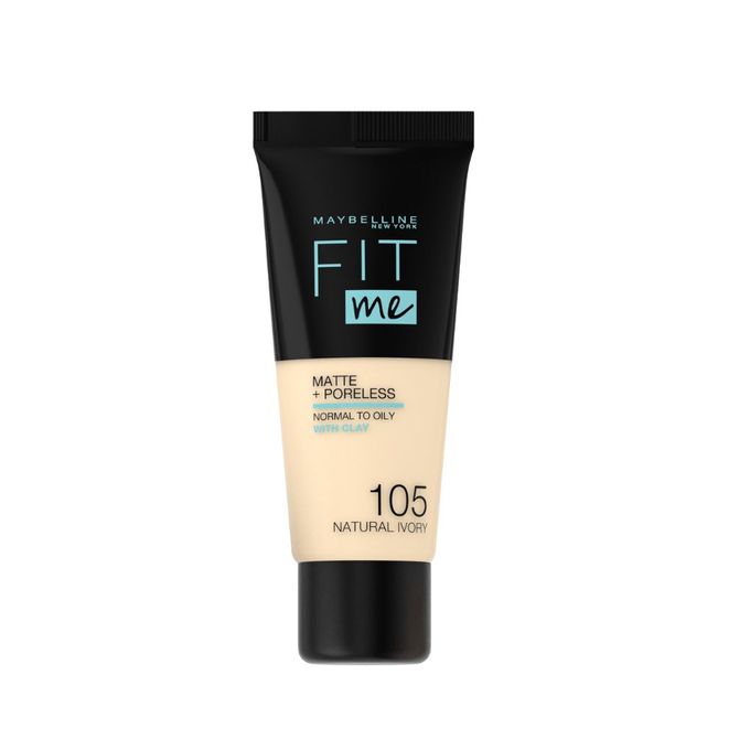 Maybelline كريم اساس فيت مي مات اند بورليس من ميبيلين نيويورك 105 ناتورال إيفوري