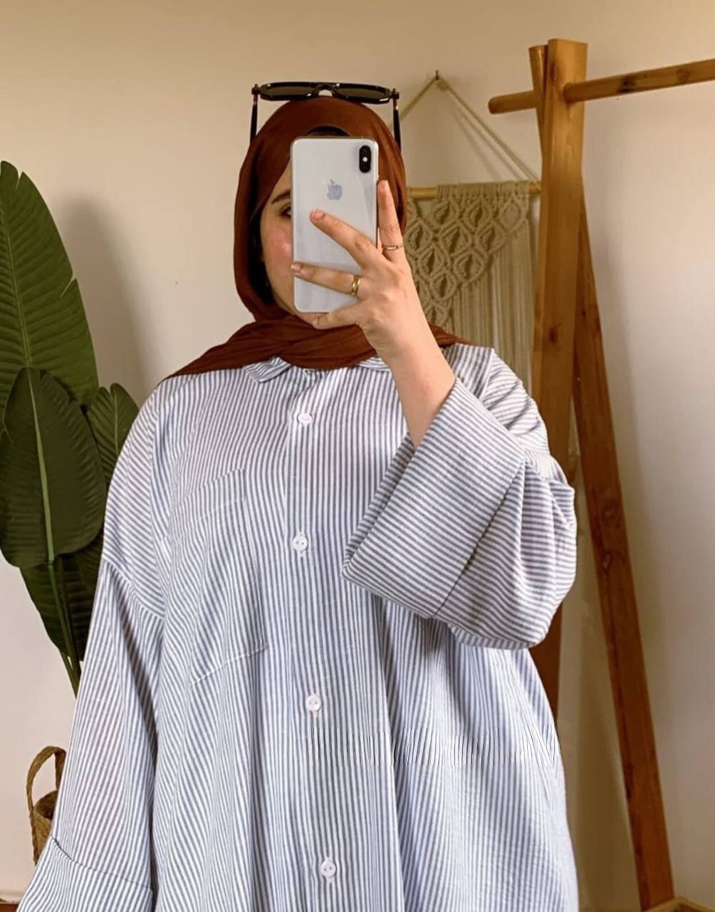 شميز مقلم اوفر سايز بيبي بلو