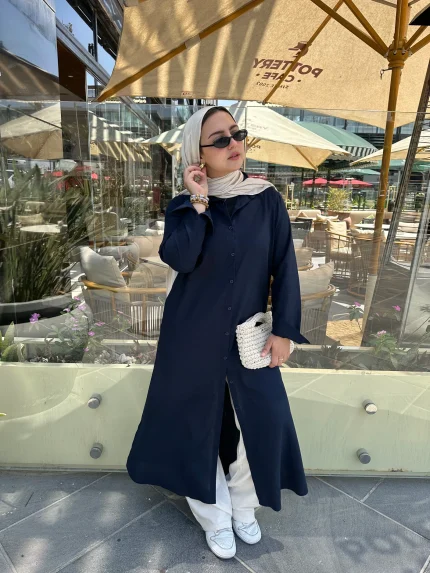بلوزة لينين طويل Navy Blue